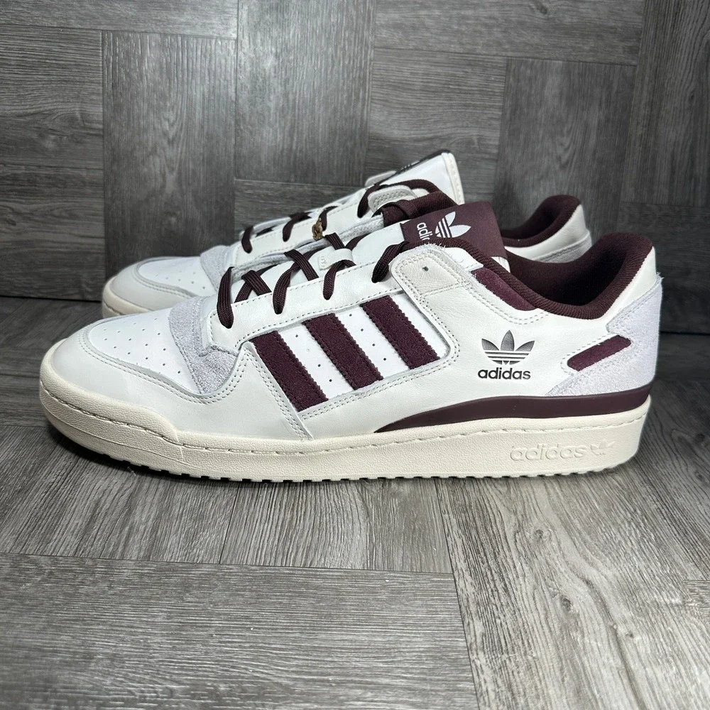 Adidas Forum Low CL Sneakers Mens 14 White Burgundy Basketball JQ0206 NEW
